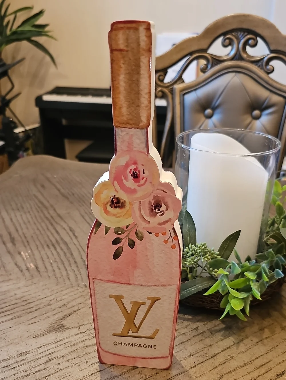 LV Champagne Wood Decor NWOT
